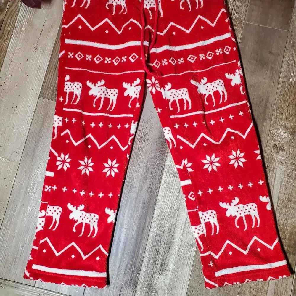 NWOT Lazy One Nordic Moose Men's Fleece PJ Pant Size Small